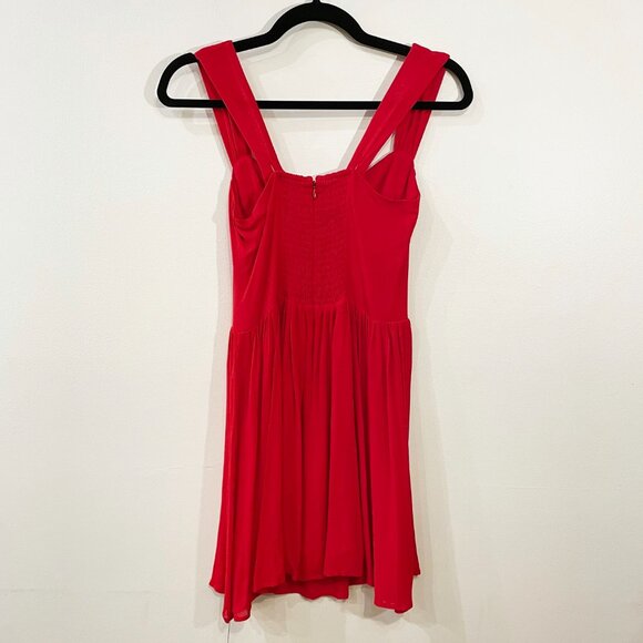 New Reformation Taiga Sweetheart Mini Dress Poinsetta Red 2, XS $218 - Picture 5 of 11